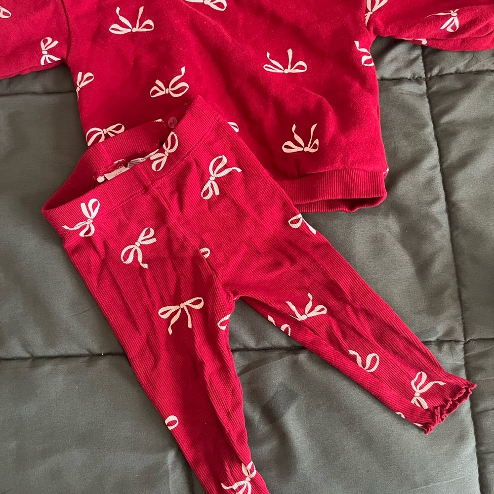 H&M Red Bow Print Kids Matching Set